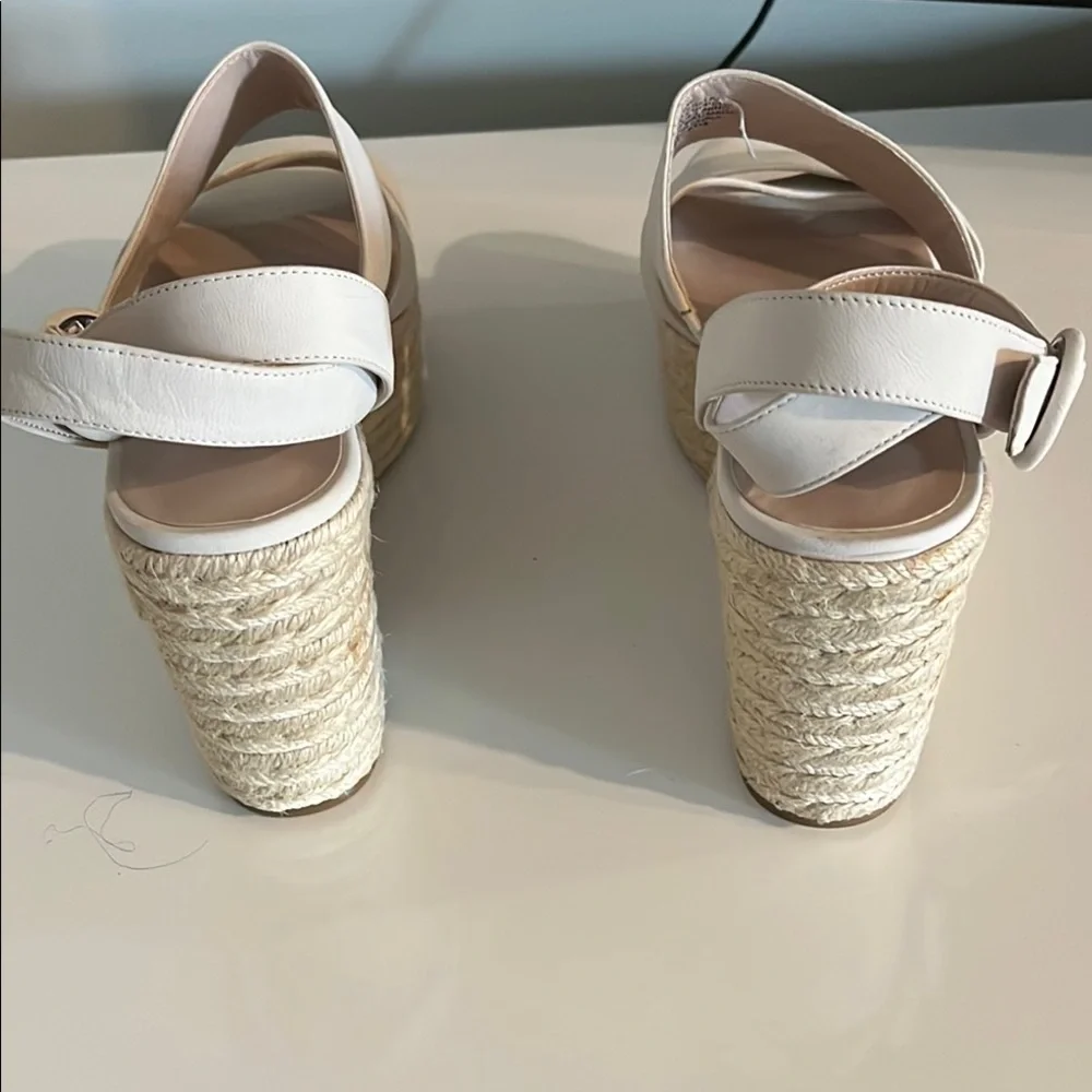 Nine West Cream Wedge Sandals with Adjustable Ankle Strap Size 8‎
